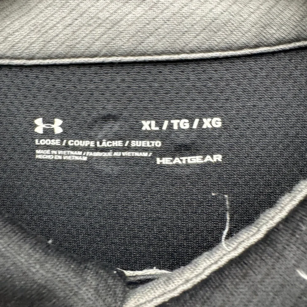 Under Armour HeatGear Polo Shirt Men XL Black Short Sleeve Moisture Wicking Golf